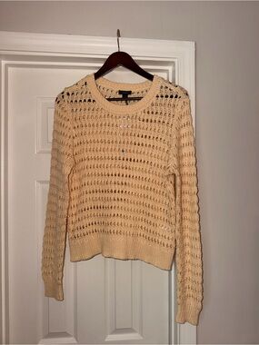 NWT Halogen Cream Open-Knit Crewneck Sweater